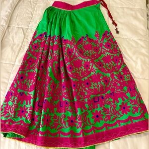 Calypso St. Barth Green and Pink A-Line Skirt